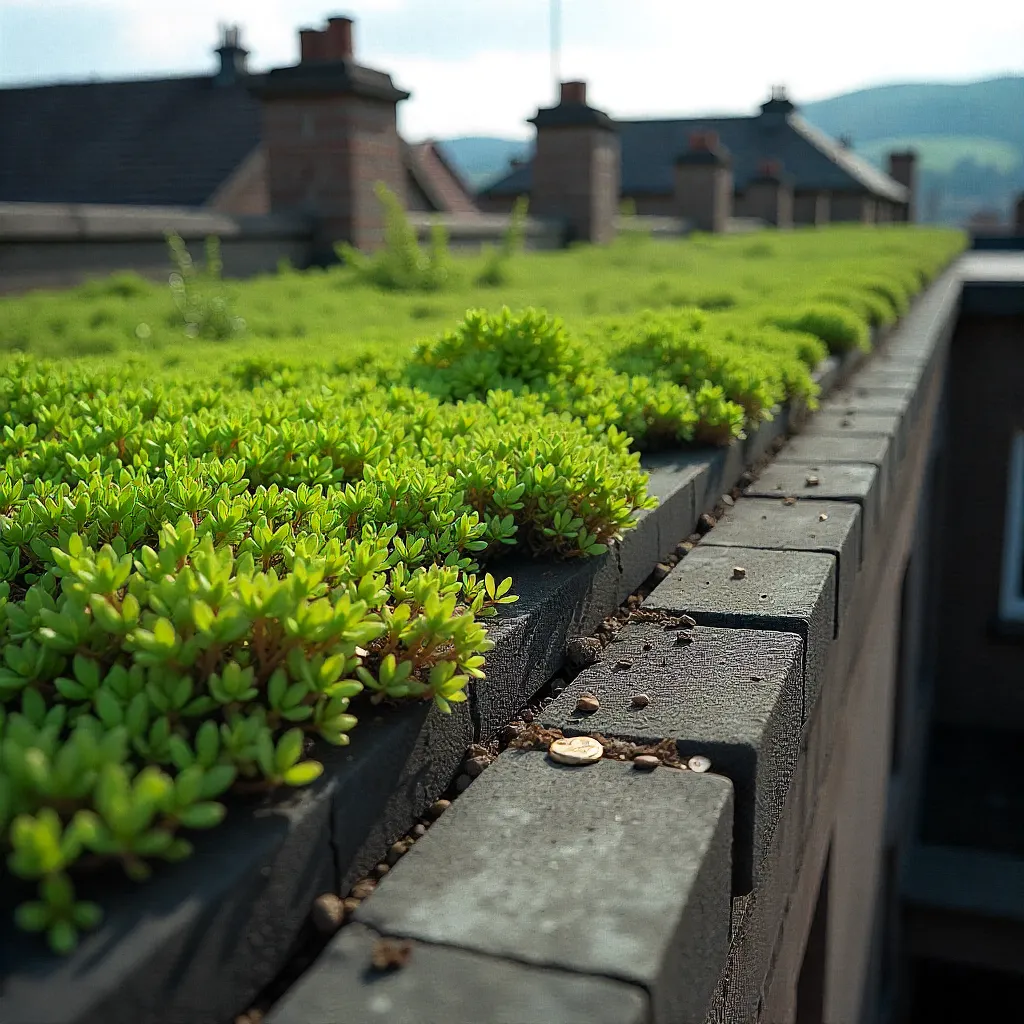 Team som inspekterar grönt tak