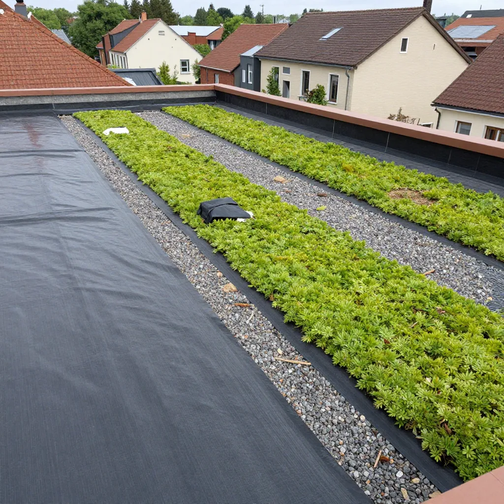 Taklandskap med gröna ytor